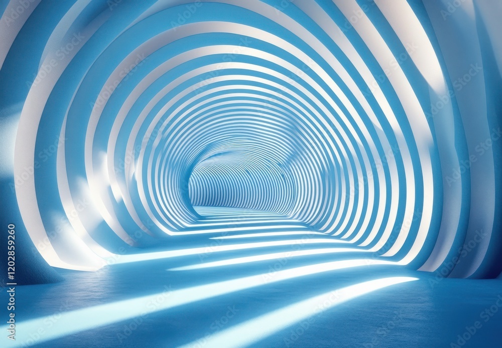 Poster abstract futuristic tunnel with smooth curves and blue lighting creating a modern and dynamic atmosp