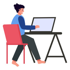 Artist Painting Character Isolated on White Background. Vector Cartoon Illustration