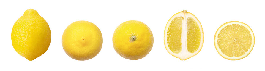 Collection of lemon isolated on white