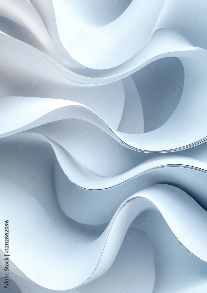 Poster abstract textile background featuring soft curves and gentle waves in light blue shades, creating a 