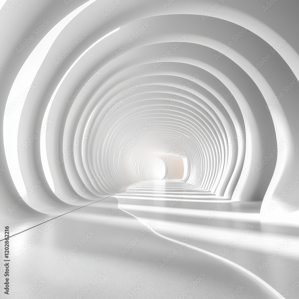 Poster abstract tunnel view with smooth curves and soft lighting creating a tranquil atmosphere in a modern