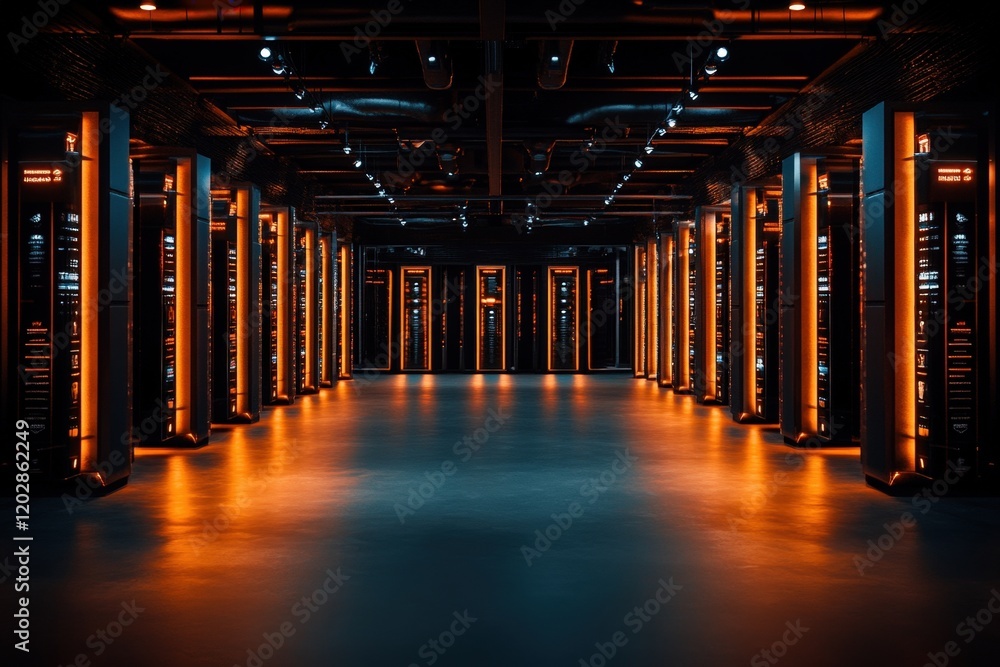 Aufkleber a stunning view of a modern data center with illuminated racks and sleek design, showcasing the futu