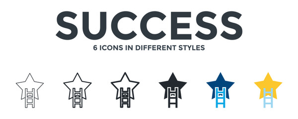Obraz premium Success Icon In Different Style Vector Illustration. Designed In Thin Line, Regular Line, Bold Line, Glyph, Color Fill, And Flat Style Can Be Used For Web