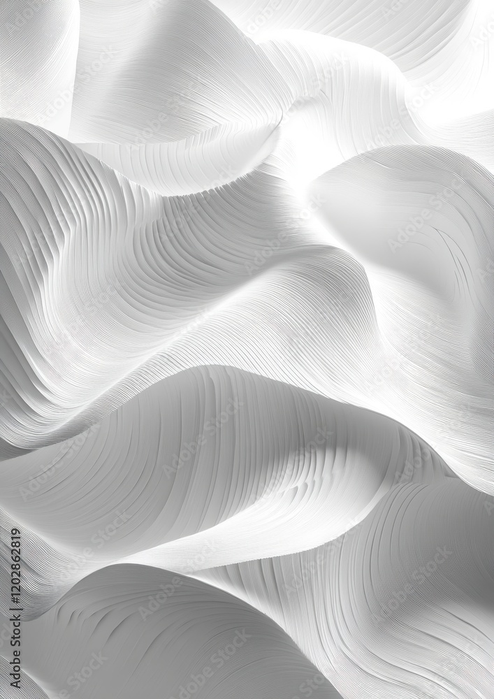 Aufkleber abstract wave patterns in smooth white textures illustrating fluidity and grace in modern artistry, 