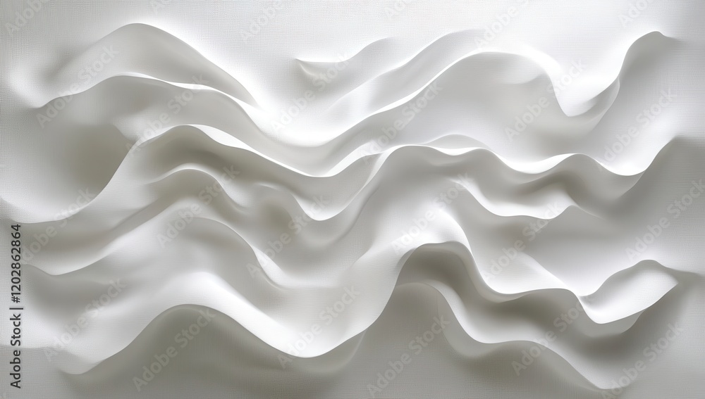 Aufkleber abstract wave patterns in white paper art, creating dynamic textures and elegance, ideal for modern 