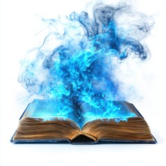 Enchanted library magical transformation of an ancient book in digital art and mystical atmosphere