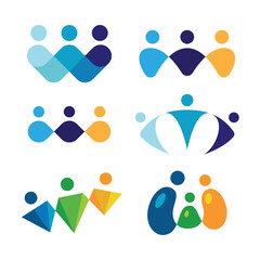 people community colorful logo template. Teamwork community symbol. Social logo. Partnership people logo concept