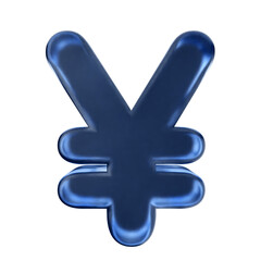 3d glass sign symbol yen