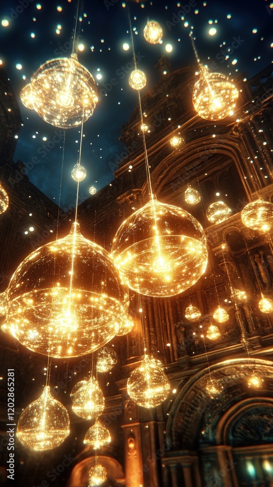 Aufkleber sparkling orbs of light: captivating decorative illumination creating a magical atmosphere in a stun
