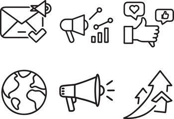 Digital Marketing Icons Set - Email, Social Media & Growth