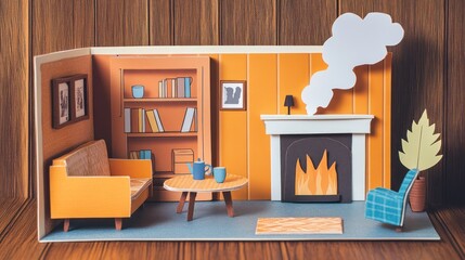Cozy Papercraft Living Room