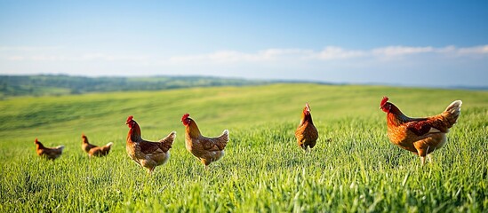 Free-range Chickens in a Lush Green Field