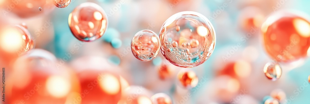 Poster colorful water droplets on a surface: capturing the beautiful interaction of light and reflection in