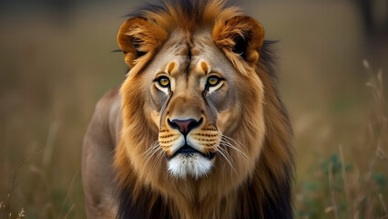 Obraz premium Wild lion AI generated