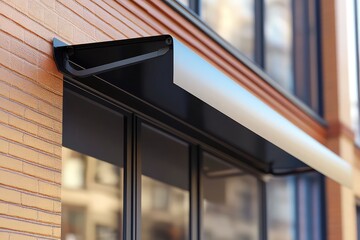 Close-up of the shop awning mockup showcasing customizable text along the front flap.