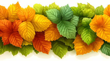 Obraz premium Autumn leaves border, seamless pattern, white background, fall design, website decoration