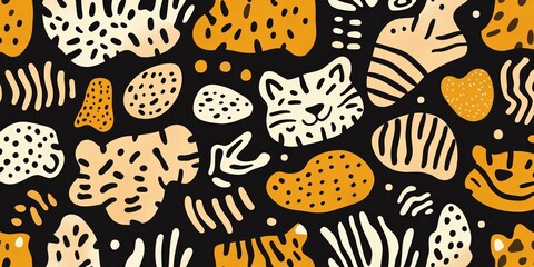 Vibrant Animal Print Patterns: Stylish Textures for Modern Design and Fashion Inspiration in Earthy Tones with a Touch of Whimsy.