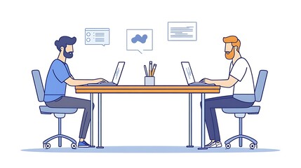 Colleagues in a coworking space, working on their laptops.