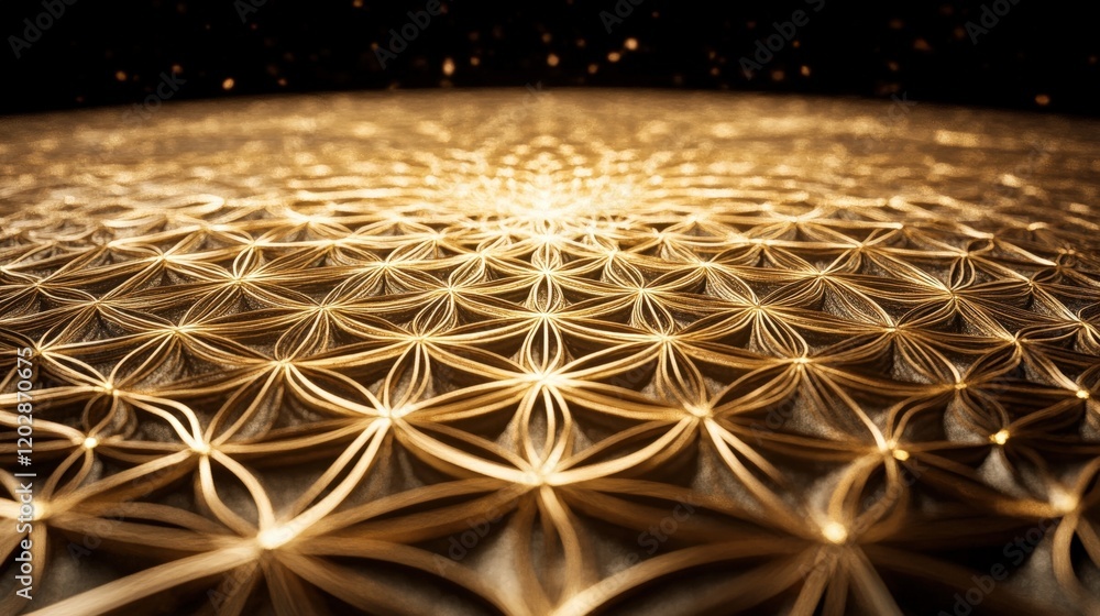 Aufkleber golden flower of life pattern in intricate geometric design creating a celestial atmosphere of tranq