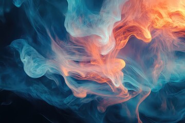 Obraz premium Colorful wisps of smoke flowing gracefully, forming a layered wave-like effect with glowing edges.