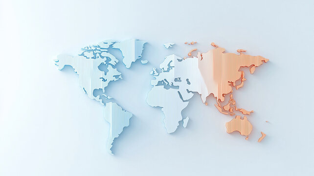 Fototapeta Colorful map of world regions with modern design, showcasing continents in blue and orange tones