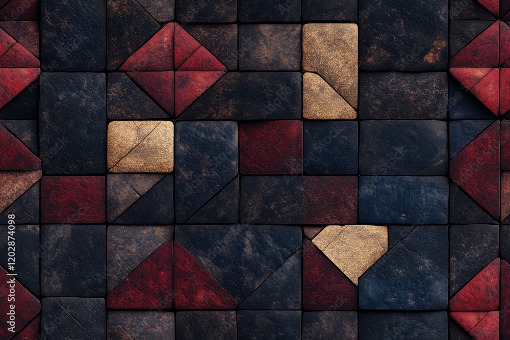 Poster abstract artistry: a captivating mosaic of colors and shapes in textured tiles - perfect for modern 
