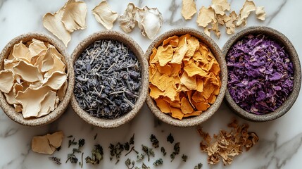 Fototapeta premium Dried Flower Petals and Herbs Collection: Aromatic and Vibrant