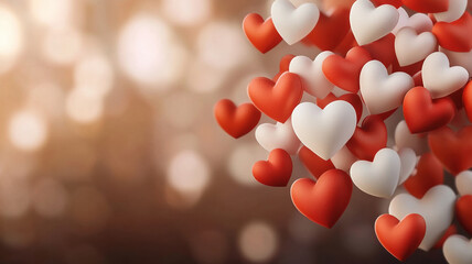 Fototapeta premium Bursting hearts in red and white create dynamic display of love and energy