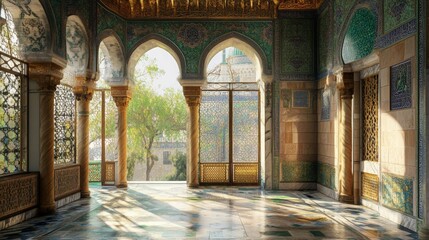 Obraz premium A beautifully adorned architectural space with intricate patterns and natural light.