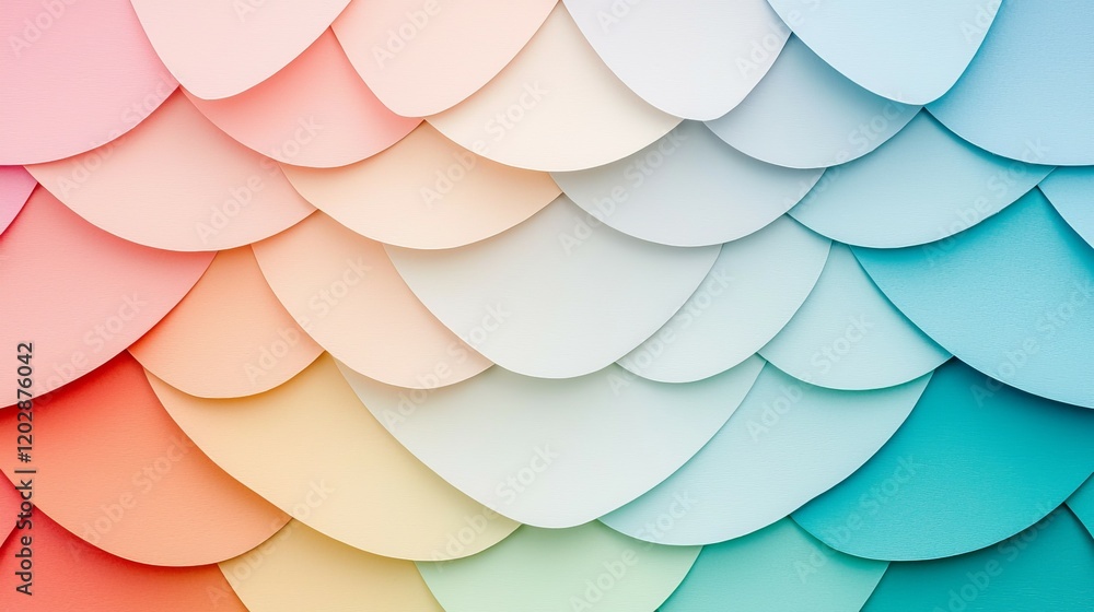 Aufkleber a colorful, layered design resembling overlapping scales in soft gradients.