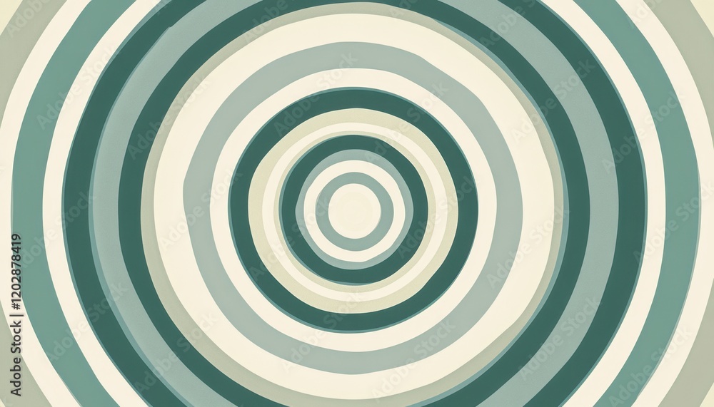 Poster abstract concentric circles design in teal and beige tones: a visually appealing geometric pattern