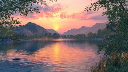 Fototapeta premium A majestic tree stands prominently with an expansive green canopy.