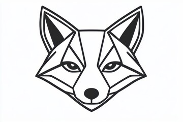 Geometric Face with Sharp Features in Bold Line Art