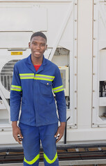 workers African at ac HVAC air conditioner container refrigeration units containers portable,...