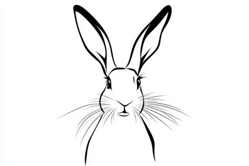 Obraz premium Minimalist Black Line Art of a Rabbit Icon