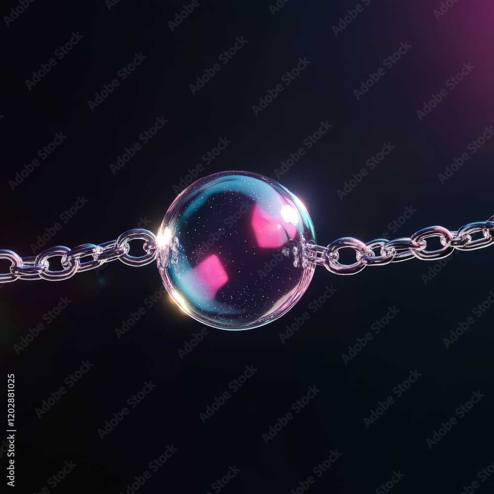 Poster Suspended bubble reflection of costs conceptual animation still abstract dark background close-up view visualizing value