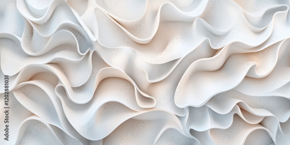 Poster abstract textures: soft white waves and fluid patterns that create a serene and modern aesthetic for