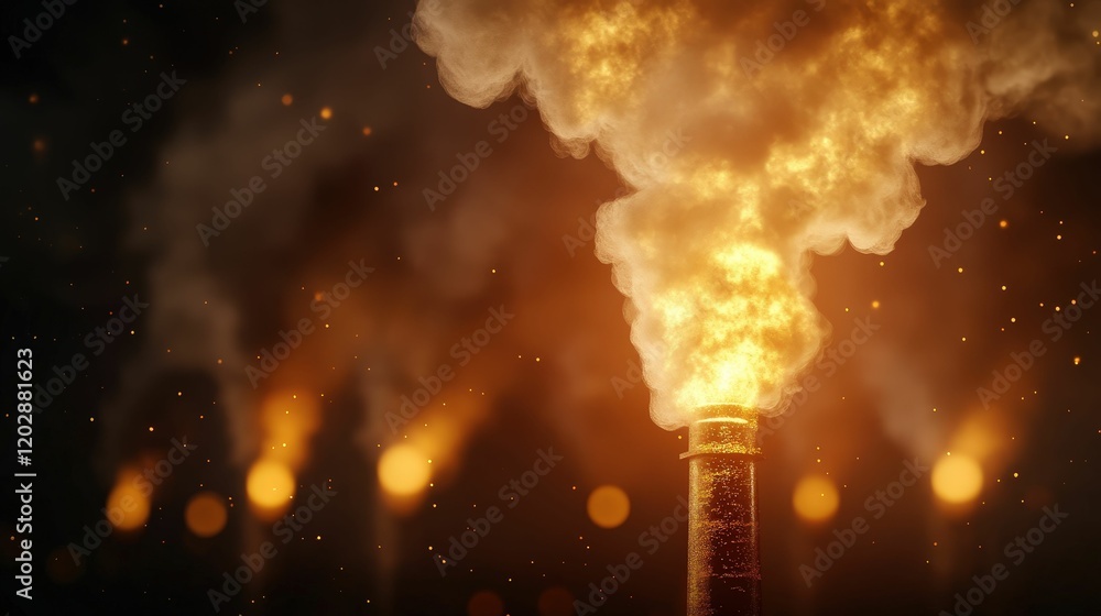 Aufkleber cost visualization in a dynamic factory setting industrial environment smoke emission visual concept