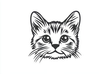 Simple Black Cat Icon with Pointy Ears and Whiskers