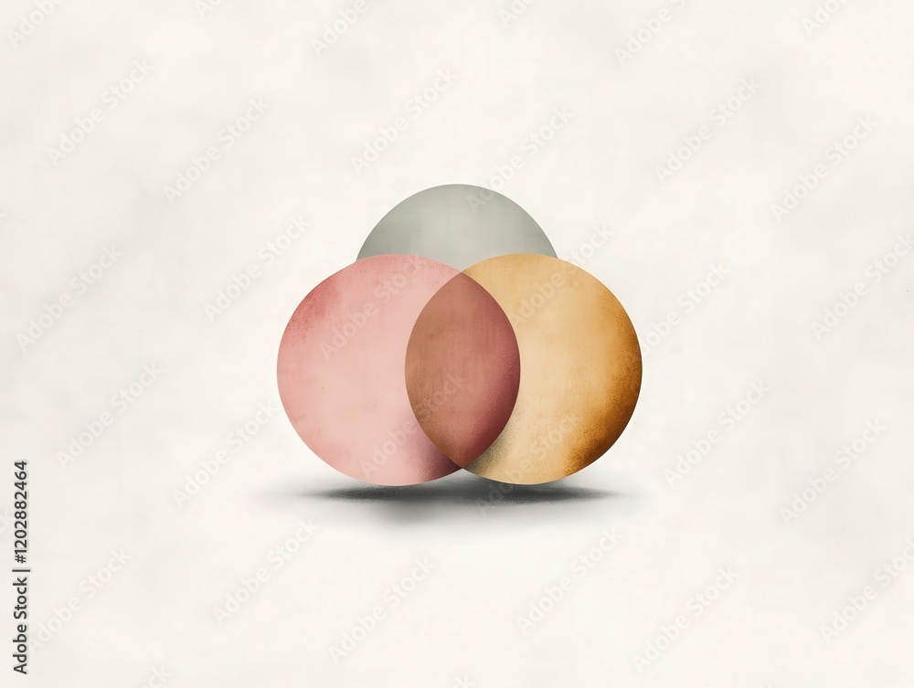 Poster minimalistic overlapping circles design creative space digital soft colors aesthetic viewpoint abstr