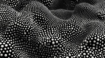 Abstract Black and White Dotted Landscape: A Stunning Visualization of Depth and Texture in Polka Dot Formations.