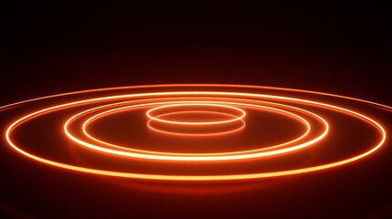 Obraz premium Bright Orange Circular Waves on Dark Background Creating a Sense of Movement and Energy