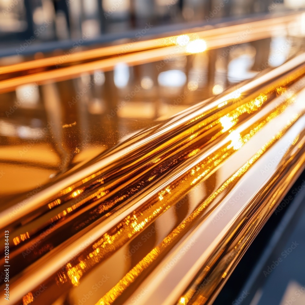 Canvas Prints illuminated orange glass texture with reflection at close range - perfect for backgrounds, design pr
