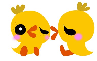 キスをするひよこカップル © Yuki-ゆき