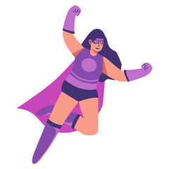 Fototapeta premium Female Superhero Character in Cartoon Design Concept. Vector Illustration