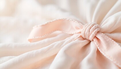 Delicate Soft Pink Cloth Elegantly Tied with a Rope for Minimalistic Aesthetic Composition