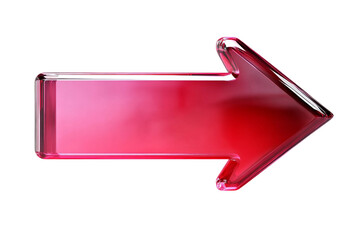 透明感のあるガラス風の質感の立体的なピンクと赤の右向きの矢印