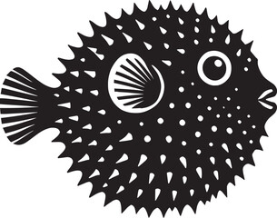 Puffer Fish Silhouette isolated on white background Minimalist blowfish vector shape © Md Hasan