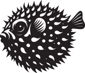 Puffer Fish Silhouette isolated on white background Minimalist blowfish vector shape © Md Hasan