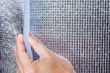 Heat insulating aluminum sheet. Insulates from outside heat and retains coolness. Silver rolls...